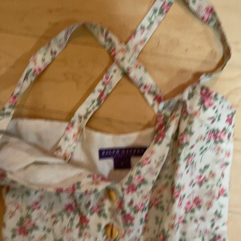 Ralph Lauren Purple Label Cream Floral Button-Front Midi Dress - Picture 6 of 9